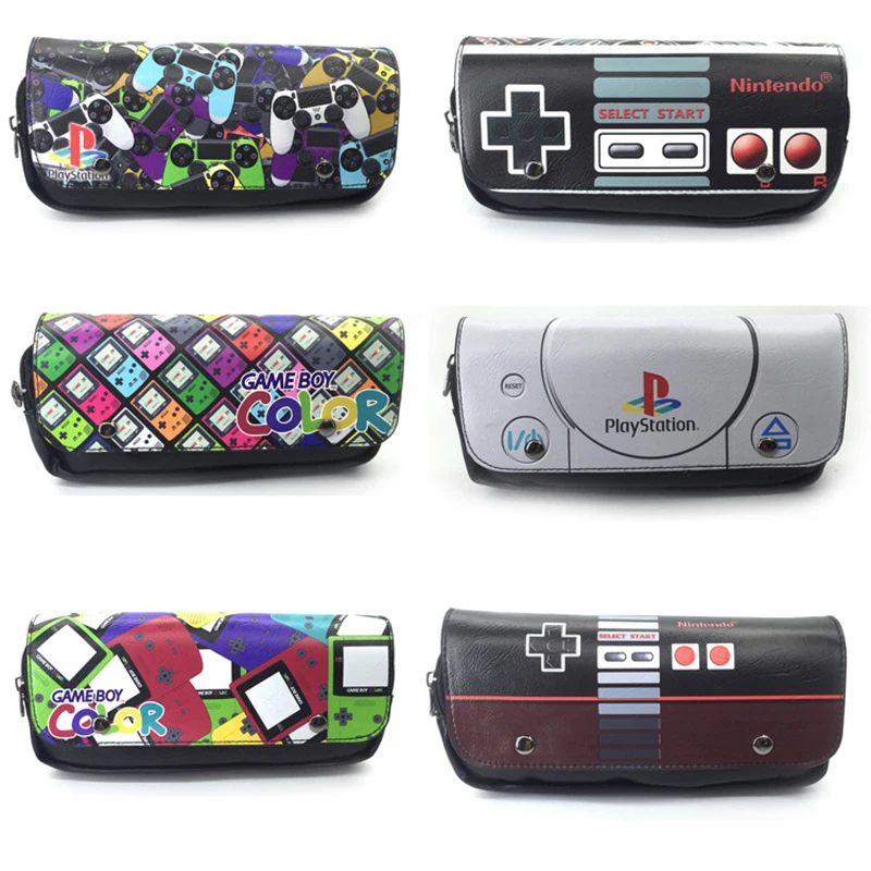

1PCS Retro Nintendo game console handle pencil case pattern 3D stationery bag Double zipper pencil case male pencil case purse