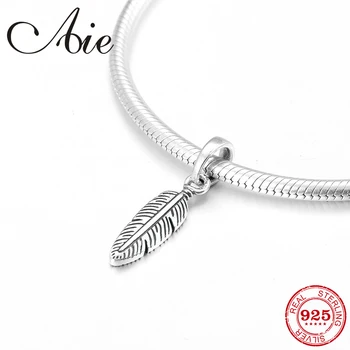 

New DIY 925 Sterling Silver like feather fine Pendants beads Fit Original Pandora Charms Bracelets making