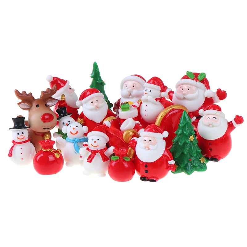 

1/2/5Pcs Miniature Christmas Tree Santa Claus Snowmen Terrarium Accessories Gift Box Fairy Garden Figurines Doll House Decor
