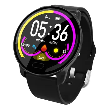 

Newest Sports Fitness Tracker Monitoring Wristband Full Touch Round Screen Smart Watch Universal Smart Bracelet Pink Black