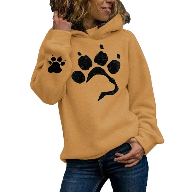 

Winter Women's Clothing Print Harajuku Hoodies Women Hoody Sweatshirt Fashion Cat Paw Long Sleeve Lady Pullover Sudadera Mujer