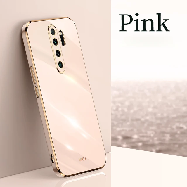 Plating Square Finger Ring Holder Phone Case On For Xiaomi Redmi Note 8 Pro 2021 New Note8 8pro Luxury Soft Silicone Stand Cover ZB Pink