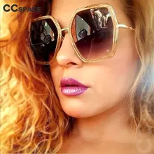 CCSPACE, 6 цветов, Женская Большая оправа, g-квадратные солнцезащитные очки, женские блестящие золотые очки, фирменный дизайн, модные женские очки с защитой от ультрафиолета 45247