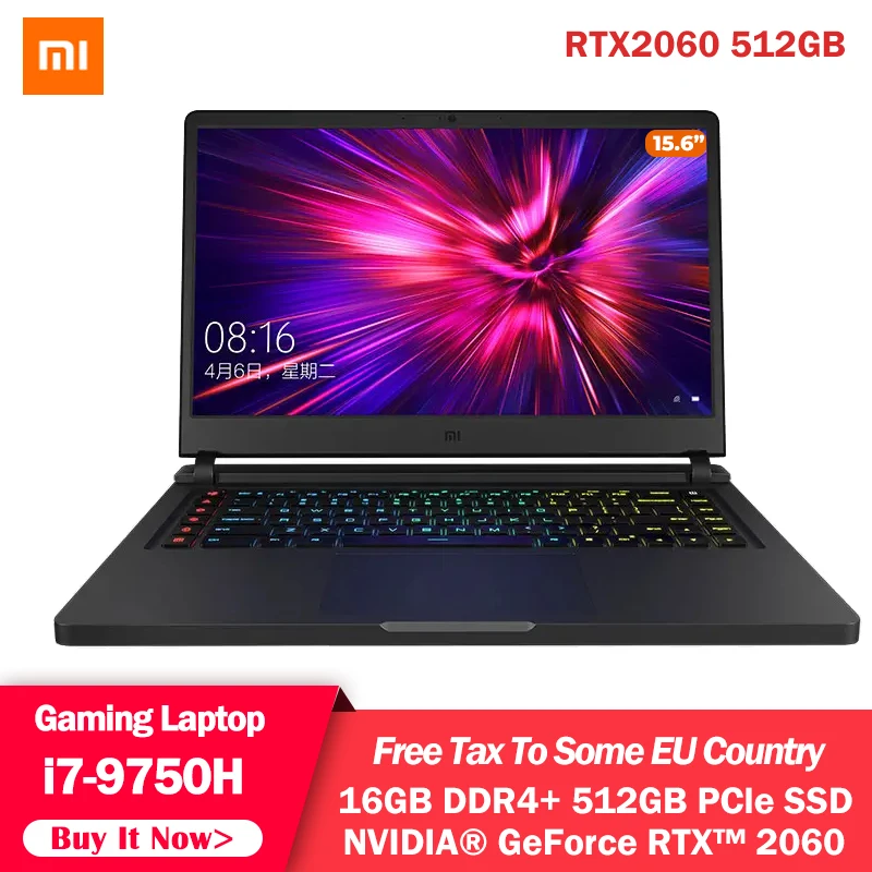Original Xiaomi Mi Game Laptop 15.6 inch i7-9750H 16G DDR4 RTX2060 512G
SSD Notebook 144HZ FHD Screen Windows 10 Gaming Computer