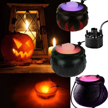

Halloween Mist Maker Fogger Water Fountain Fog Machine Color Changing Party Prop Haloween Smoke Machine Light Accessory