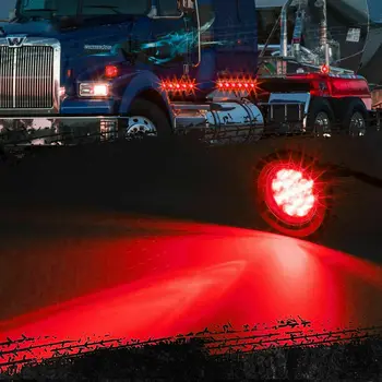 

24V Side Round Marker 2inch Red 7-LED Trailer W/Rubber Grommet Camper SMD