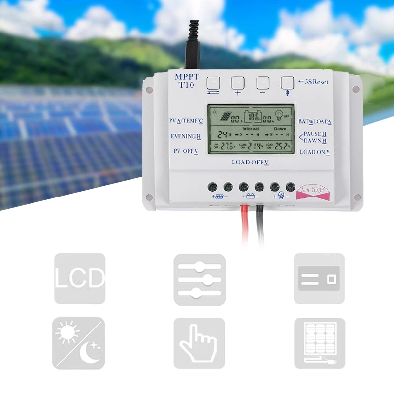 Солнечный контроллер со слежением за максимальной точкой мощности, 40 Вт, 30 Вт/20/10A ЖК-дисплей интеллигентая(ый) фокусом идентификация зарядки и разрядки световой сигнал цепи контроллер