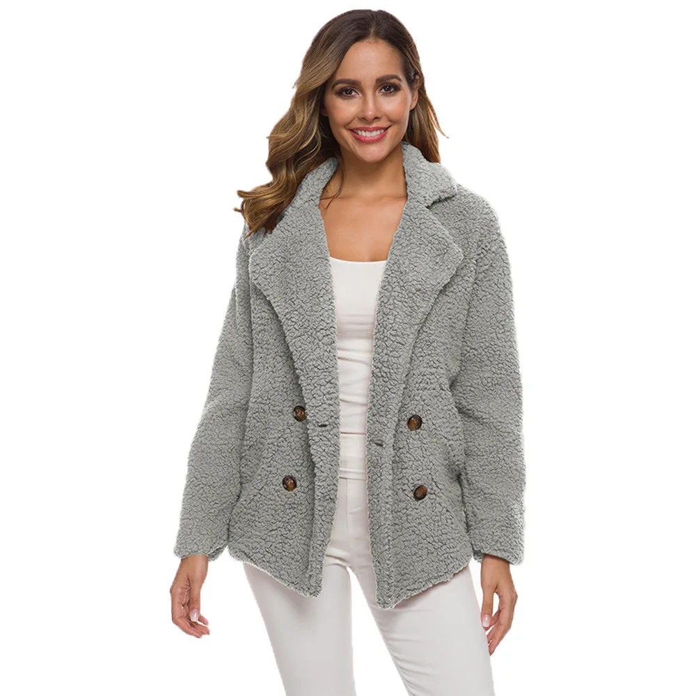 Зимнее двубортное пальто Свободное пушистое пальто из искусственного меха женская разноцветная куртка большого размера 3xl 4xl 5xl Женская