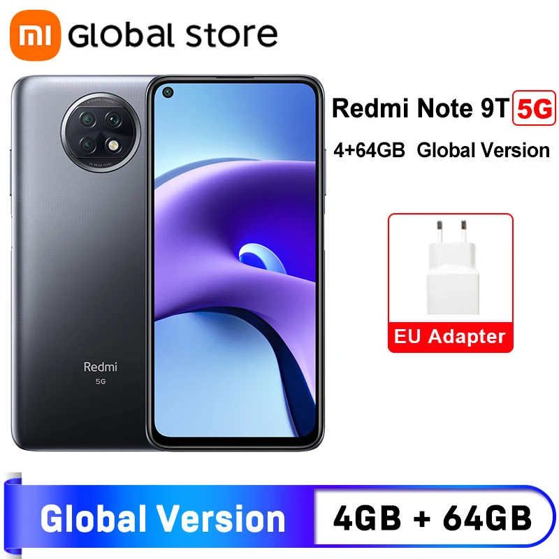 In Stock Global Version Xiaomi Redmi Note 9t 9 T 5g 4gb Ram 64gb Rom Mobile  Phone Dimensity 800u 48mp Triple Camera 5000mah Nfc - Mobile Phones