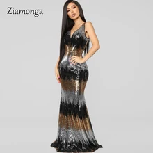 Ziamonga, сексуальные вечерние платья макси с блестками, растягивающиеся, длина до пола, Блестящие Блестки, глубокий v-образный вырез, длина до пола, облегающее платье, женское платье