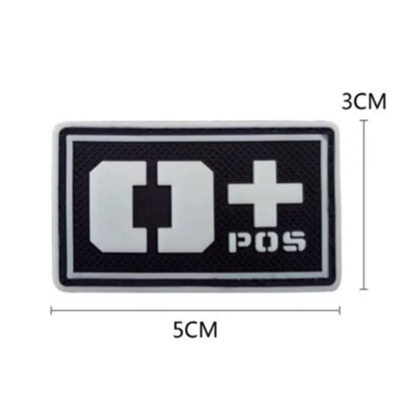 Patch 3D PVC Patch A+ B+ AB+ O+POS A- B- AB- O-NEG Blood Type Group Glowing patches for backpacks sticker tactics Military badge (7)