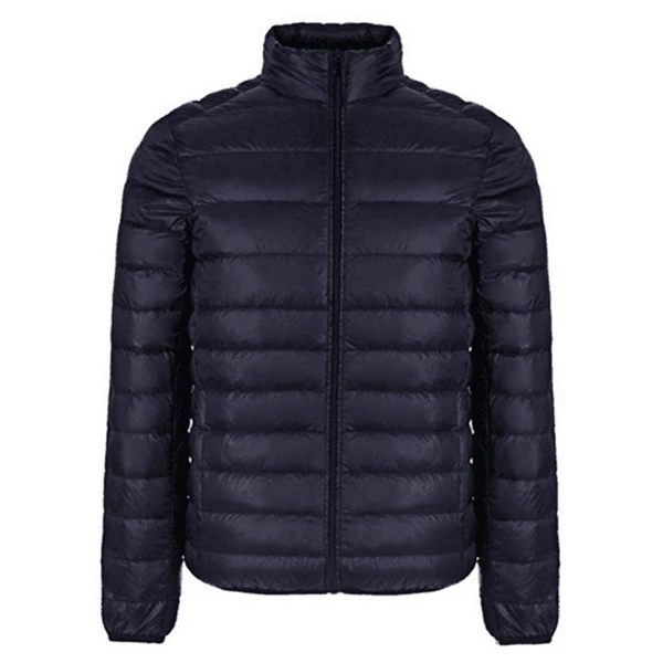 Brand Winter Jacket Men Nice New Couples Coats Ultra-light Slim Fit Stand-Collar Cotton-Padded Solid Parkas Duck Down 3XL New - Цвет: Navy