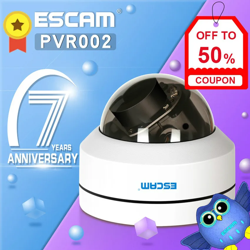 Купольная IP-камера ESCAM PVR002 1080P PTZ 4-кратный зум объектив 2 8-12 мм водонепроницаемая POE