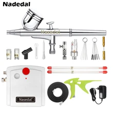 Nasedal двойного действия Аэрограф белый компрессор комплект краски Spary пистолет макияж ногтей тату модель торт Декор Spay краски ing инструмент NT-13W