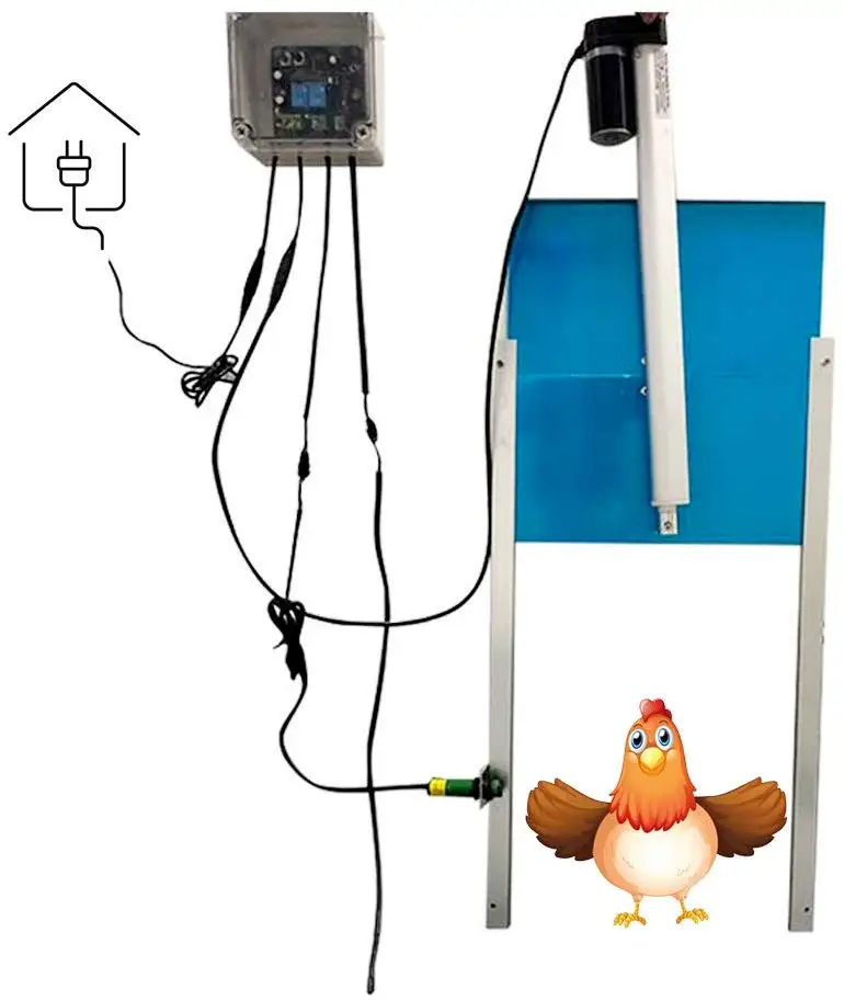  Automatic Chicken Coop Door Opener Kit - Electric Auto Chicken Guard Door for Coops Cages - with Ti