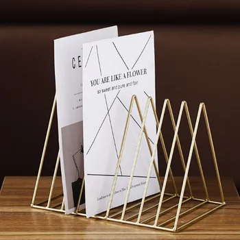 

Nordic Triangle Simple Wrought Iron Desktop Storage Rack Office Bookshelf Magazine Newspaper Storage Rack