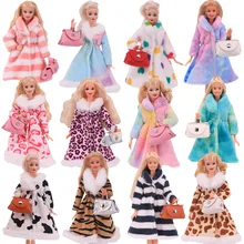Manteau de fourrure doux et à manches longues pour barbie, vêtements multicolores, hauts, robe d'hiver, coupe chaude, poupée barbie de 11.8 pouces, poupée BJD de 30Cm, jouet pour enfant