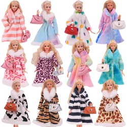 Manteau de fourrure doux et à manches longues pour barbie, vêtements multicolores, hauts, robe d'hiver, coupe chaude, poupée barbie de 11.8 pouces, poupée BJD de 30Cm, jouet pour enfant 