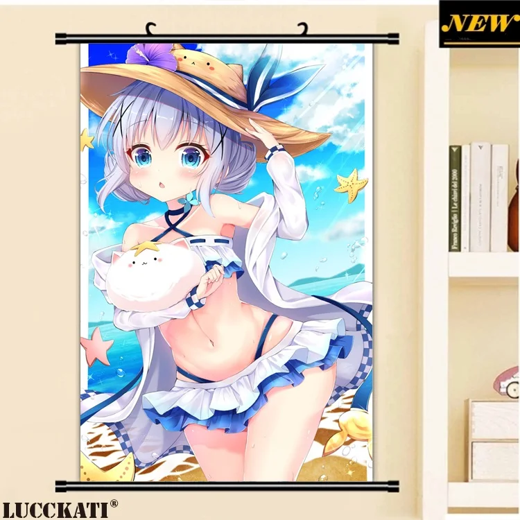 40X60 см, Gochiusa Gochuumon wa Usagi Desu ka Rabbit, сексуальная лоли, мультфильм, аниме картинка, настенная прокрутка, холст, живопись, плакат