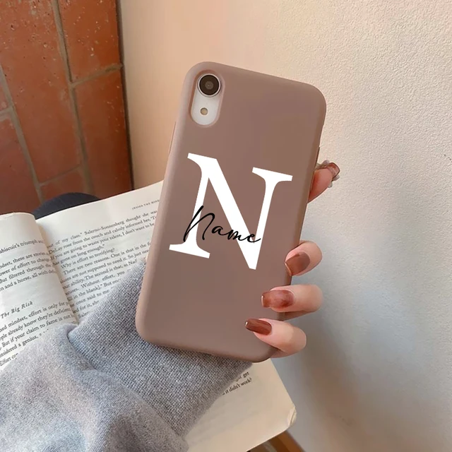 Flowers Diy For iphone 11 12 13 Pro Mini Phone Case Custom Capital Letters Name For X XS Max XR 7 8 Plus SE New Silicone Cover skin diy name Bai