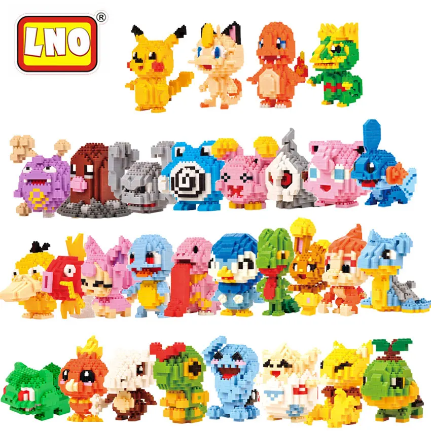 

New Arrival LNO Mini Blocks 30 Styles Anime Pikachu Figure Bricks Caterpie Cartoon Plastic Building Blocks Educational Toys Gift