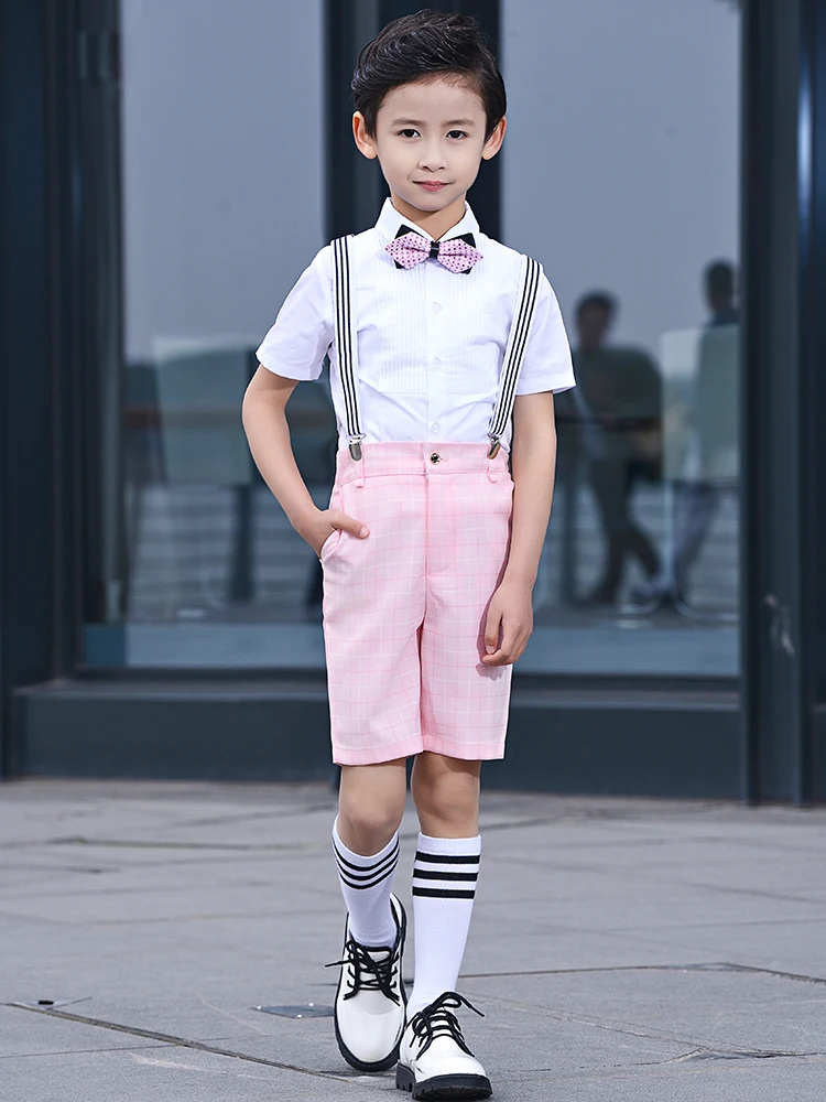 09 YuanLu, коллекция года, костюмы для мальчиков костюм с короткими рукавами на лямках разные цвета, на выбор, для свадебных торжеств, вечерние костюмы для малышей Летняя облегающая одежда - Цвет: 09