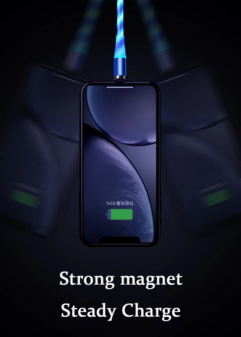 2.4A светодиодный легкий магнит type C Micro USB кабель для Xiaomi huawei Iphone Магнитный кабель для быстрой зарядки шнур для зарядного устройства USB C кабель для передачи данных