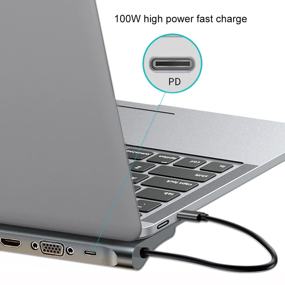 USB C концентратор для USB3.0 TF SD ридер HDMI VGA RJ45 3,5 аудио мини DP док-станция для MacBook Pro USB-C type C 11 порт USB C концентратор