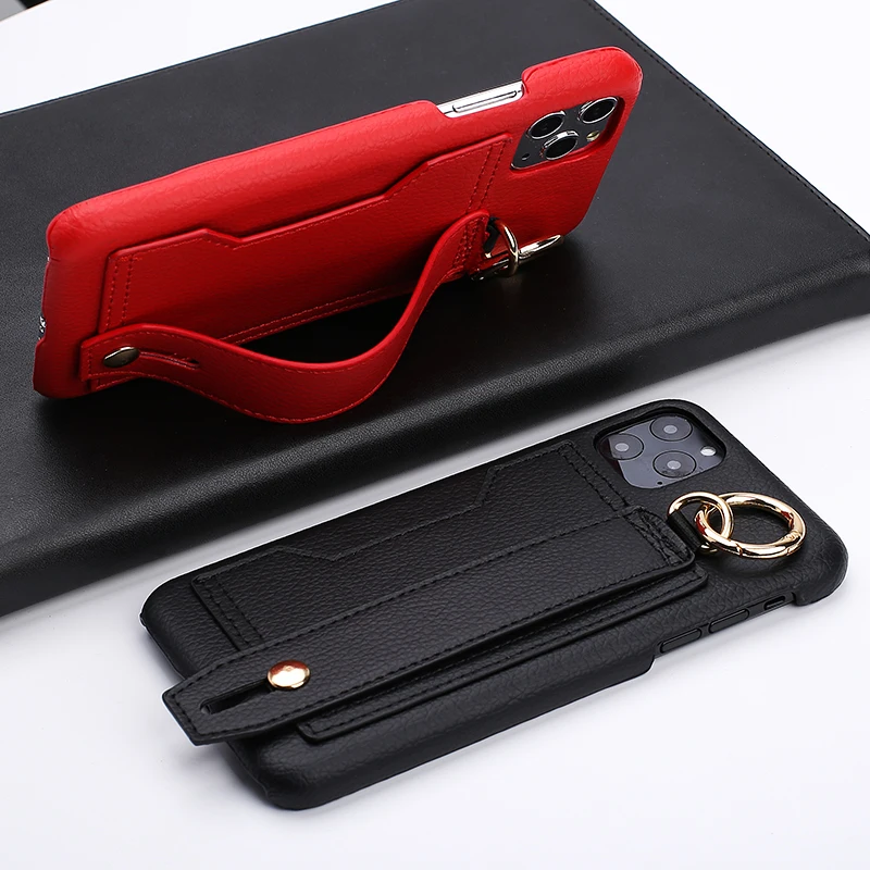 Держатель для карт ремешок из искусственной кожи чехол для iPhone XR 11 Pro Max XS 7 Plus 8 6 6S X Xs Max простой стенд держатель задняя крышка Carcasa