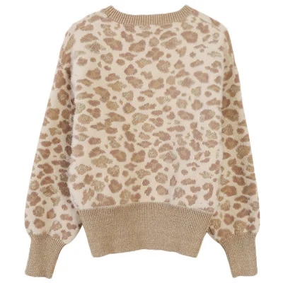 Makuluya High Quality Women's Wool cute lovely Leopard print Pattern Mori Loose Knitted Tops Sweaters Pullover Clothing L6