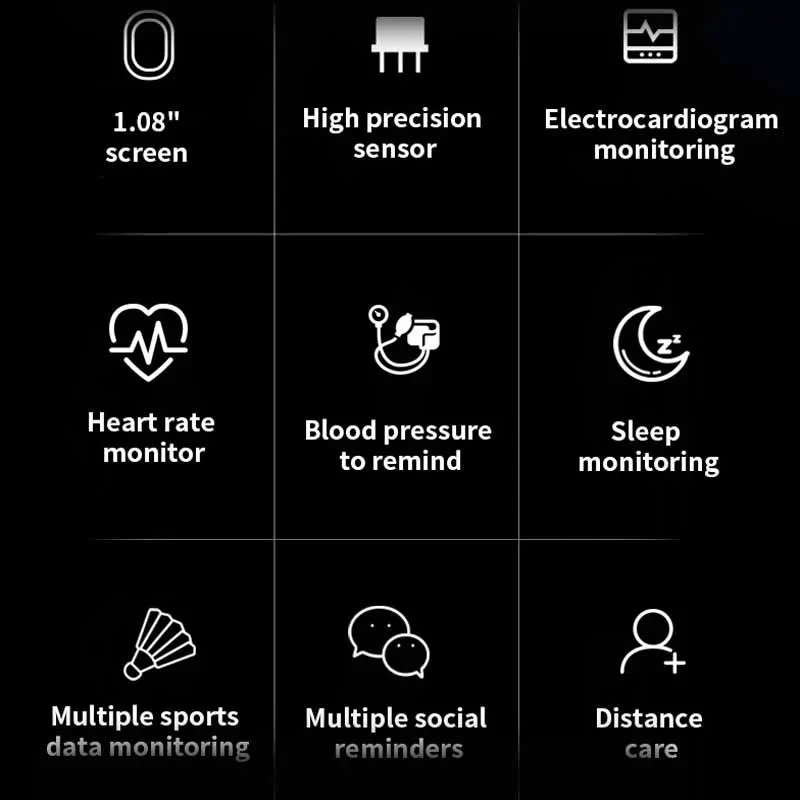 Kcondicee Смарт-часы ECG/PPG мужские часы женские фитнес-трекер кровяное давление пульсометр водонепроницаемый для Ios Android