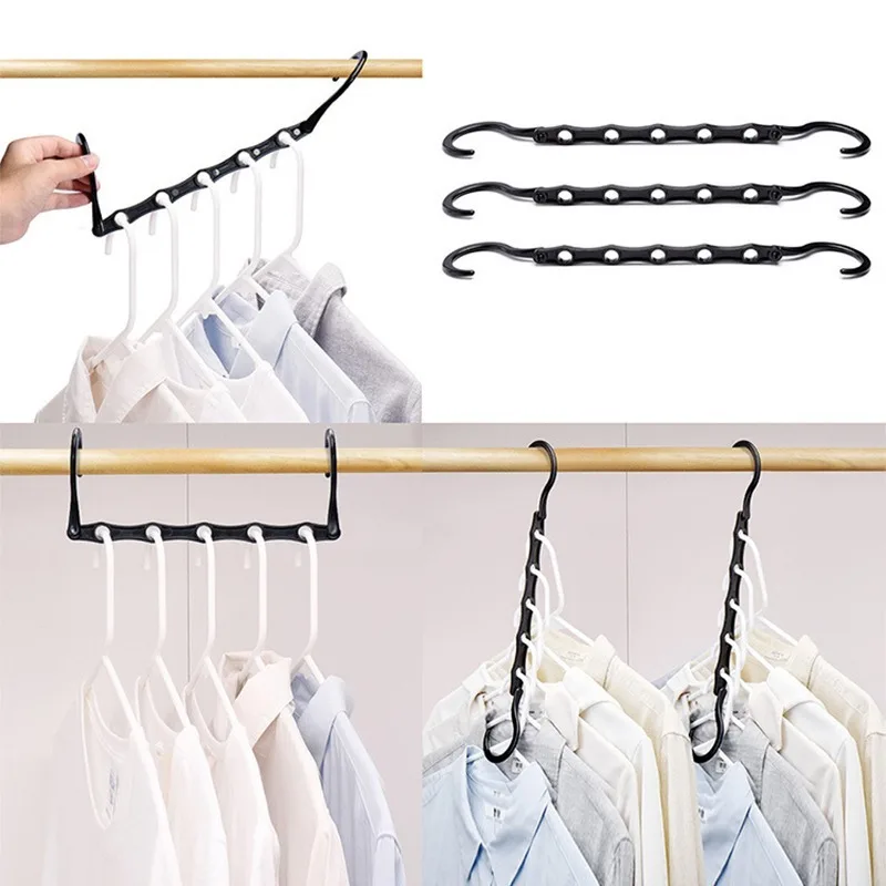 

5-hole Windproof and Non-slip Hanger, Multifunctional Plastic Clothes Hanger, Foldable Rotating Travel Hanger 10pcs/set