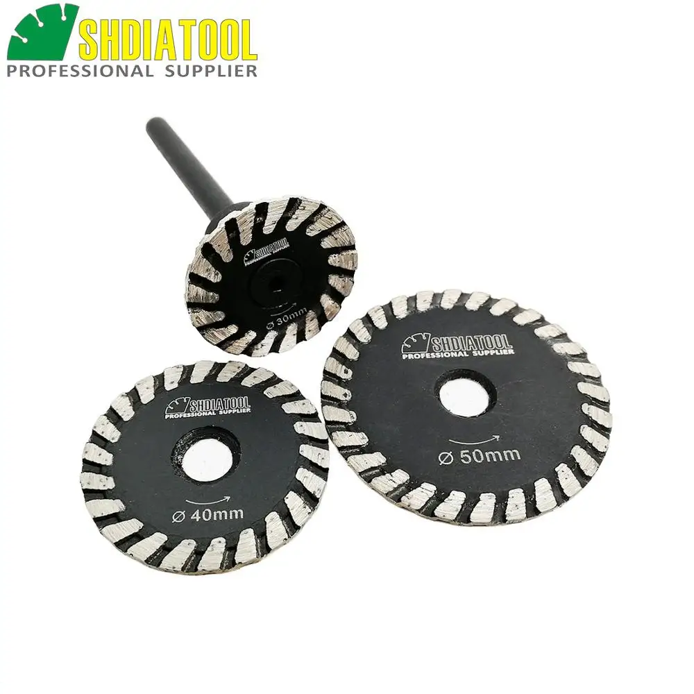 DIATOOL 1 pc Hot pressed diamond turbo mini Engraving saw blades with removable 6mm shank and 2pcs blades without shank