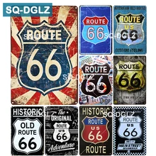 [SQ-DGLZ] Hot ROUTE US 66 металлическая вывеска винтажные металлические пластины кафе Паб Клуб домашний Декор стены оловянные вывески Ретро табличка