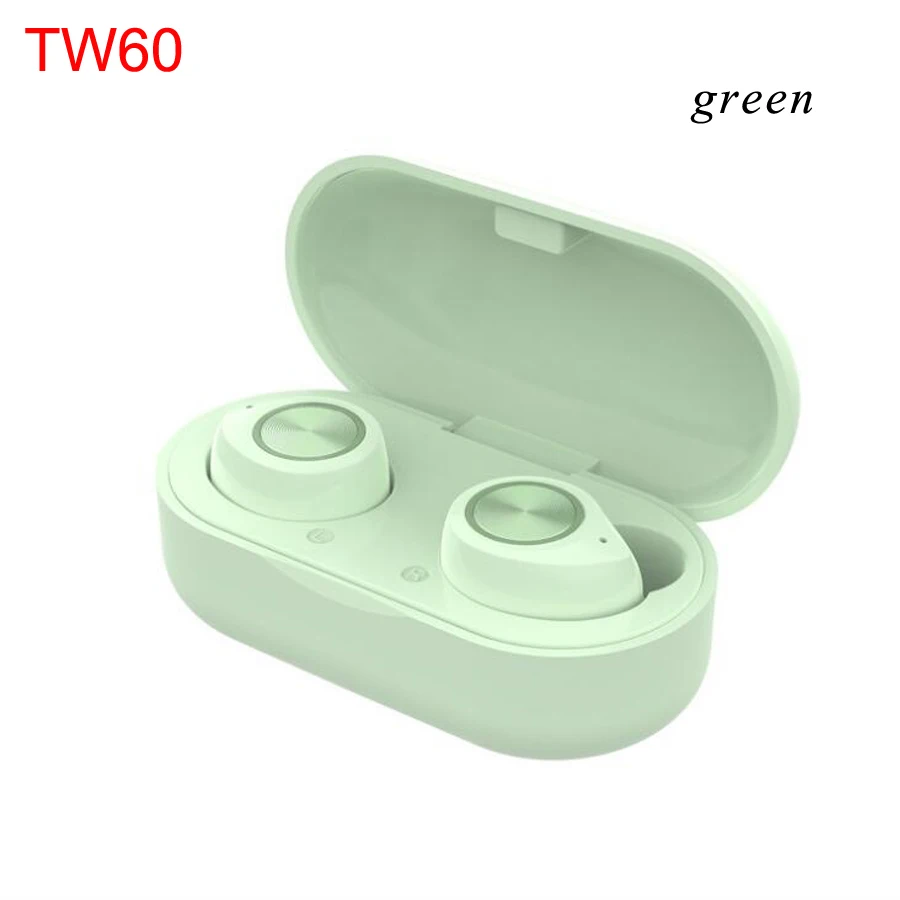 TWS 5,0, беспроводные Bluetooth наушники с сенсорным управлением, наушники 6D, Hi-Fi, стерео, бас, гарнитура с микрофоном, зарядная коробка - Цвет: TW60 green