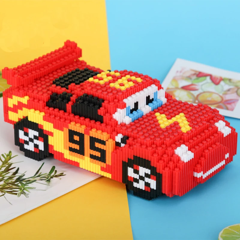 Cartoon Pixar Cars 3 Diamond Building Blocks Lightning Mcqueen Cute Diy Model Connection Mini Bricks Car Blocks Toy