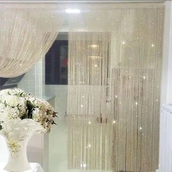 

200 x 100 cm Luxury Crystal Curtain Flash Line Shiny Tassel String Door Curtain Window Room Divider Home Decoration Curtains