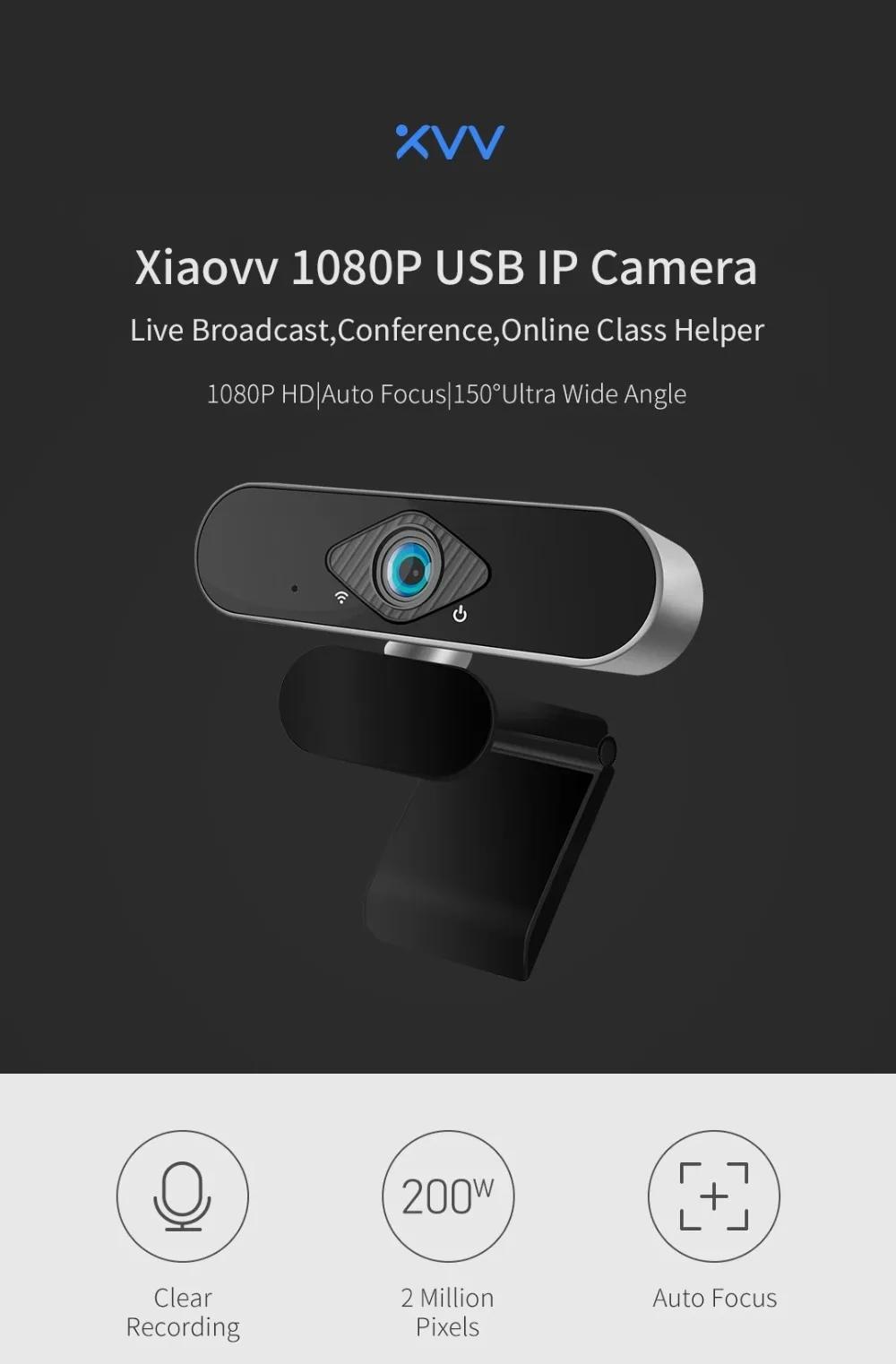 Original Youpin Xiaovv HD USB IP Camera 1080P Webcast Live Broadcast Camera Built-in Micophone Autofocus Online Teaching Meeting (1)