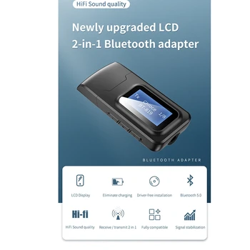

Bluetooth 5.0 Receiver Transmitter LCD Display 3.5mm AUX USB Dongle Stereo Music Wireless o Adapter for PC TV Headphone Car