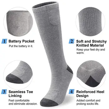

Rechargeable Heating Socks Washable Fabric Cotton-lined Sweat-absorbent and Breathable for Hunting, Ice Fishing