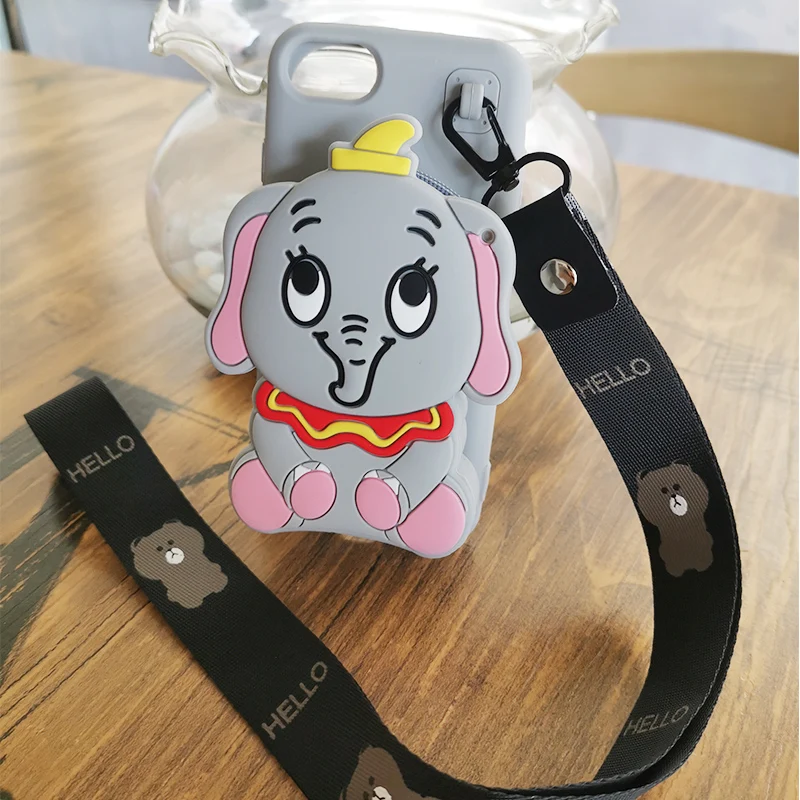 Elephant ДЛЯ vivo V15 Pro IQoo S1 X7 X20 X9s Plus 3D милый мультяшный чехол-кошелек на молнии Мягкий ТПУ силиконовый кошелек для монет сумка Coque задняя крышка - Цвет: Elephant