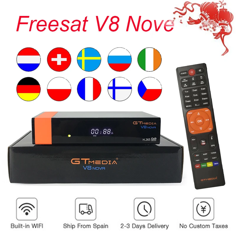 2 года Европа 6 линия cccam GTMedia V8 Nova HD DVB-S2 спутниковый ресивер встроенный wifi смарт спутниковый рецептор Freesat v8 nove