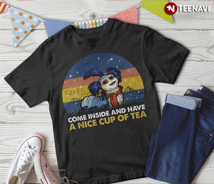 Labyrinth Worm Come Inside And Have A Nice Cup Of Tea T-Shirt  Мужская | Мужские футболки -1005001350867896