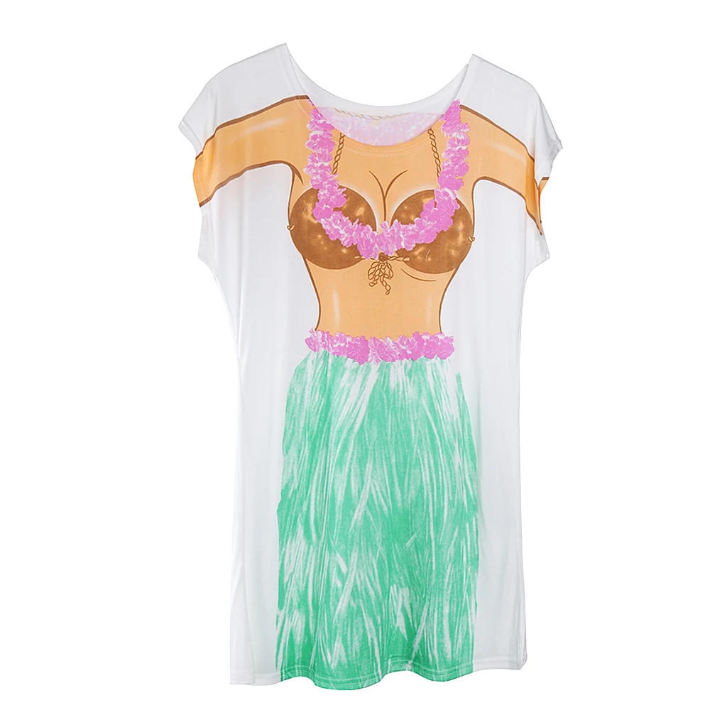 Novelty Young Girl 3d Print T-shirt Women`s Fashion Cover-Ups Swimwear Bikini Hen Night Pajama Oversize T-Shirt Tee