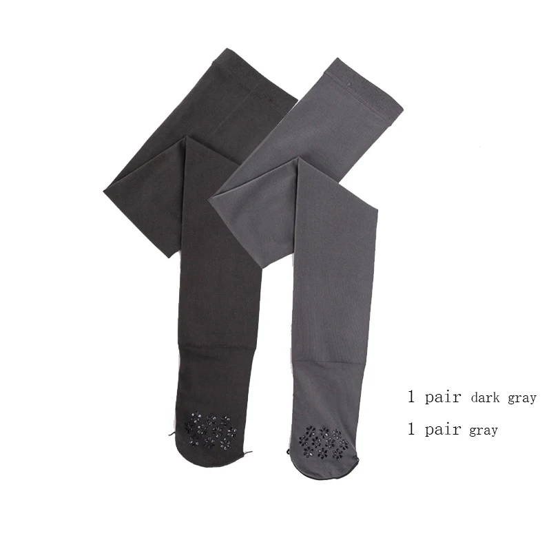 2 пары, женские теплые чулки, серый цвет, облегающие длинные носки, толстый хлопок, сохраняющие тепло, уличная одежда, высокие эластичные тонкие чулки - Цвет: dark gray and gray
