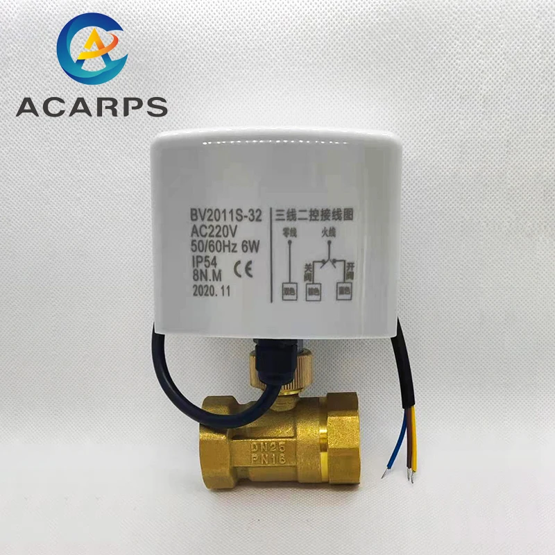 Válvula de Esfera Elétrica de Bronze Três Fios Two-control Two-way para Aquecimento de Piso de ar Condicionado e Controle de Aquecimento de Água 220v 1