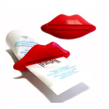 

2pcs/lot Multi-purpose Extrusion Creative Red Lips Toothpaste Squeeze Device Toothpaste Gels Cream Lotion Squeezer