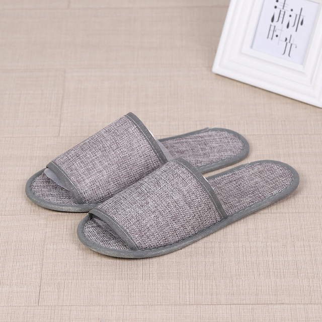Comfortable Breathable Slippers Hotel Disposable Supplies Summer Home Hospitality Linen Slippers Thick Bottom