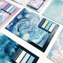 Notas pegajosas da arte conjunto bloco de notas criativo bonito menina caderno van gogh post-ele pode ser colado 325 folhas cadernos atacado