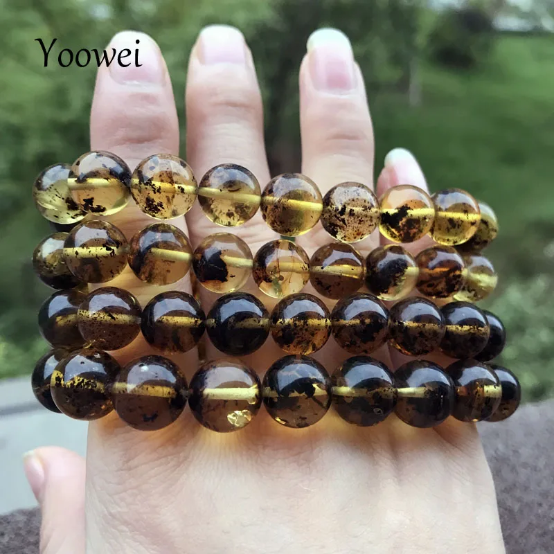 Yoowei натуральный завод янтарный браслет с круглыми бусинами специальный подарок Baltic драгоценный камень зеленый, желтый ювелирные изделия оптом